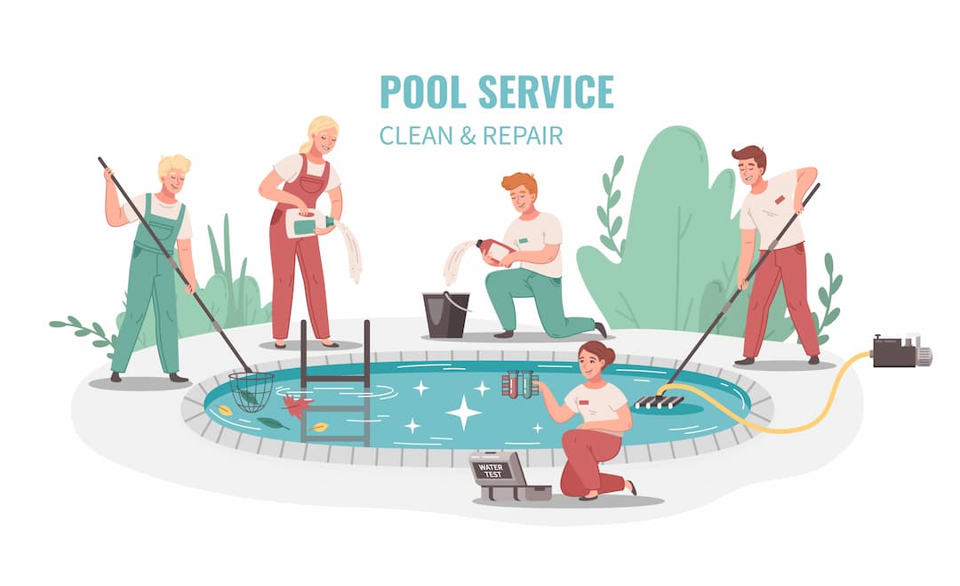 Professional pool technician at work