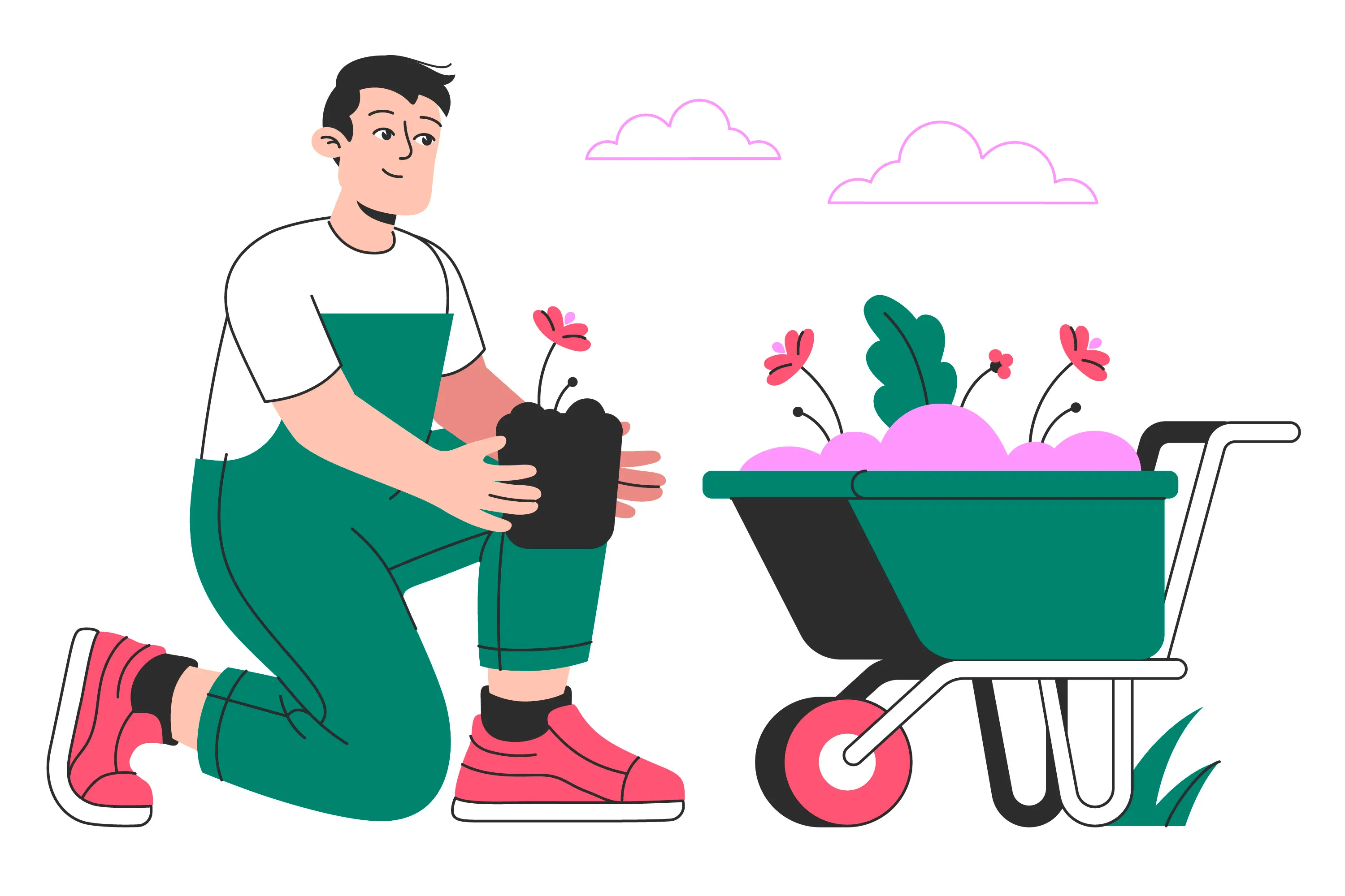 Dubai gardener maintaining villa garden